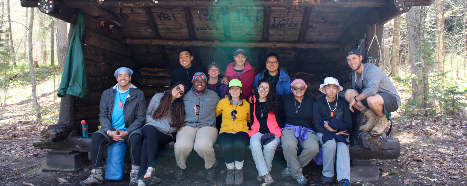 Group in a lean to