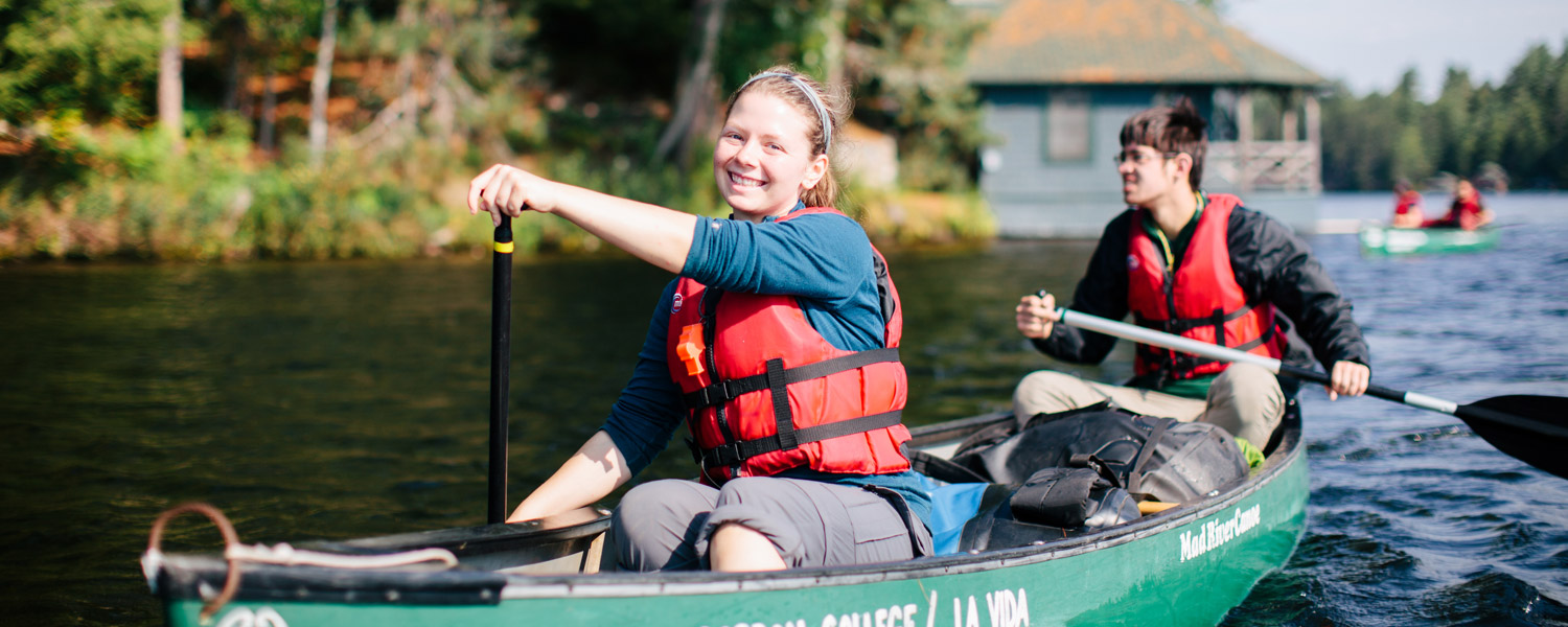 Students canoeing