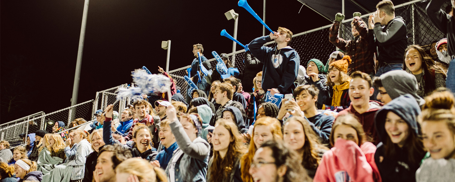 The student section at Gordon College during a sports game.