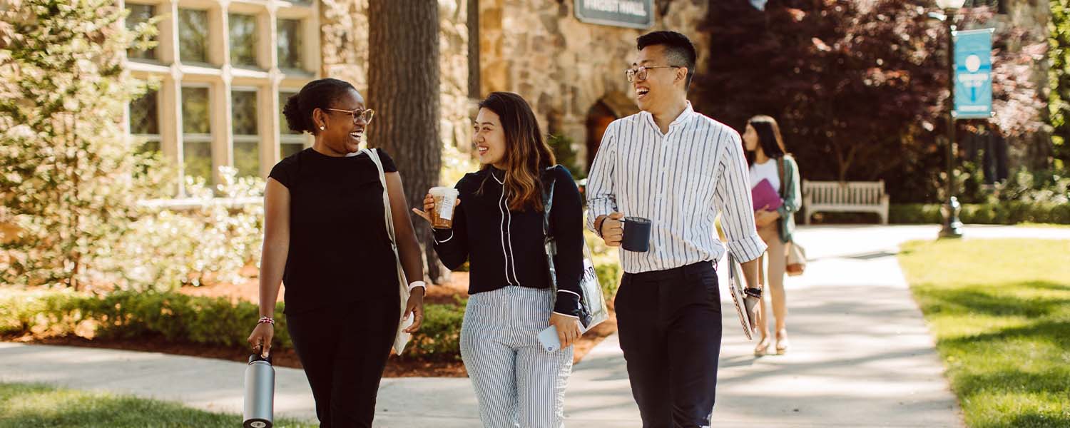 students walking on campus