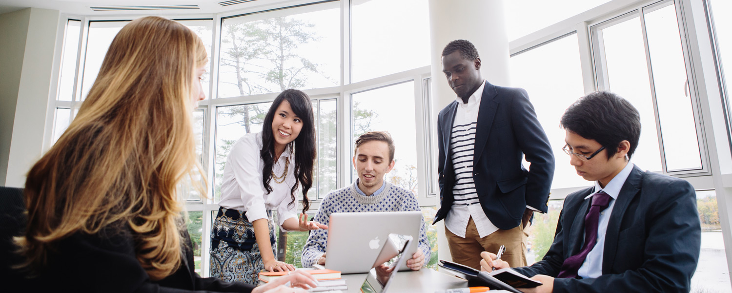 a group of five students in Gordon College’s economics course