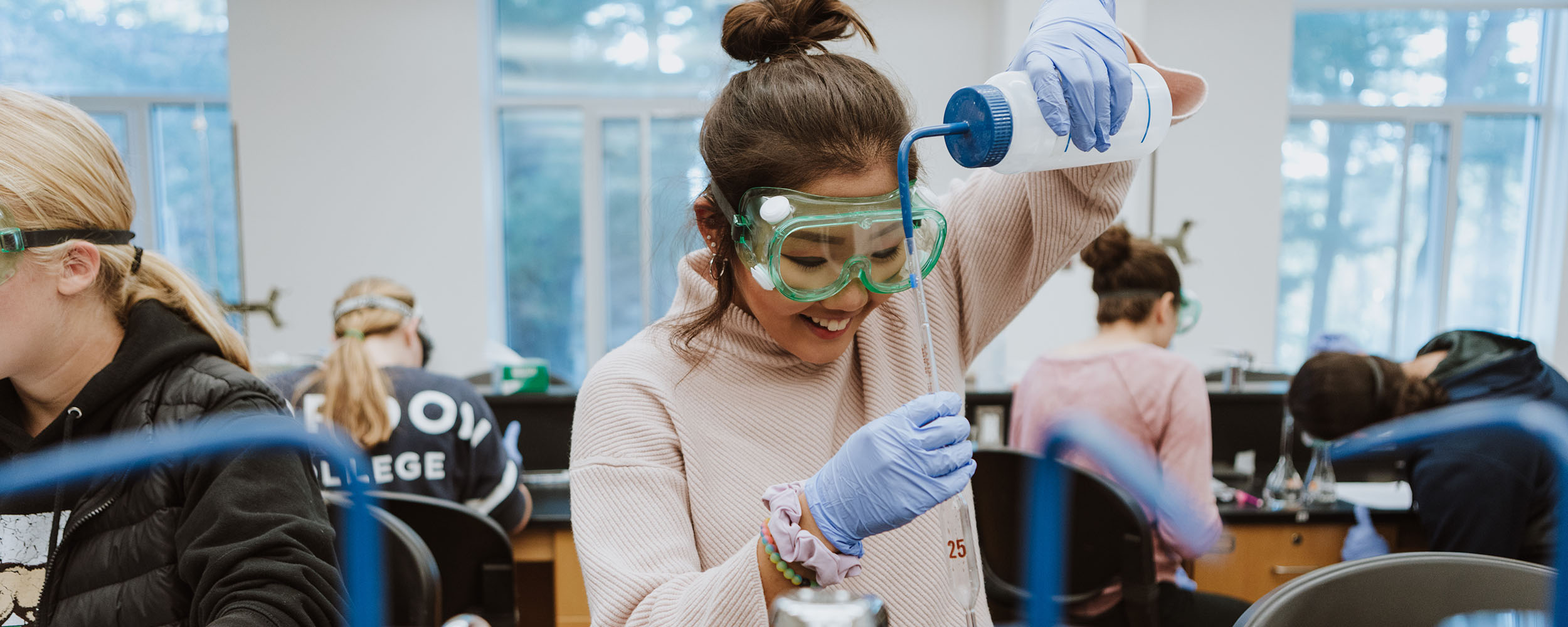 student working in chemistry lab