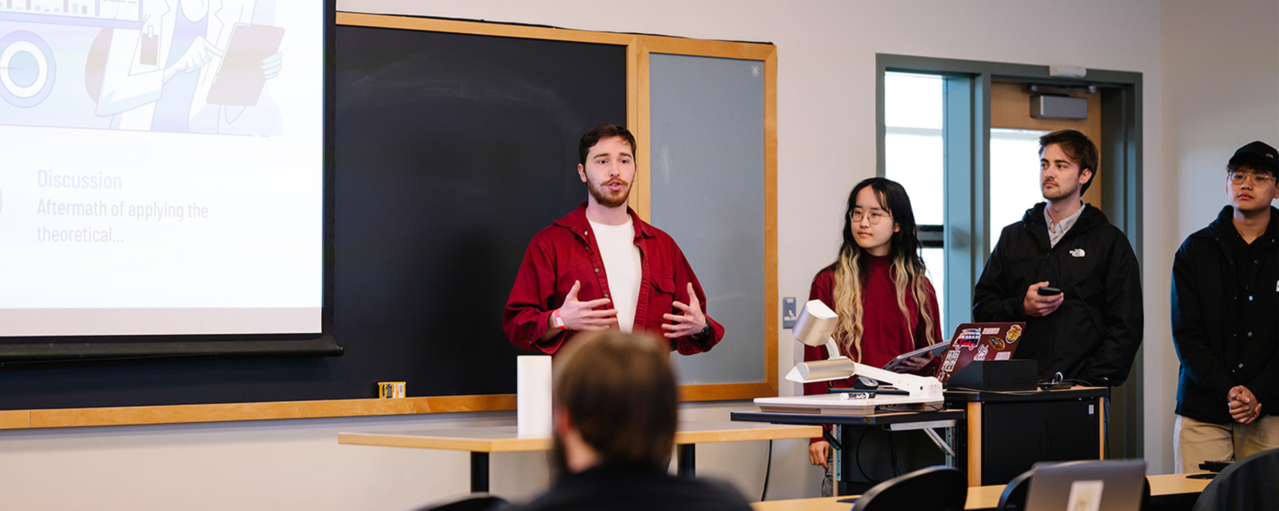 student giving a lecture