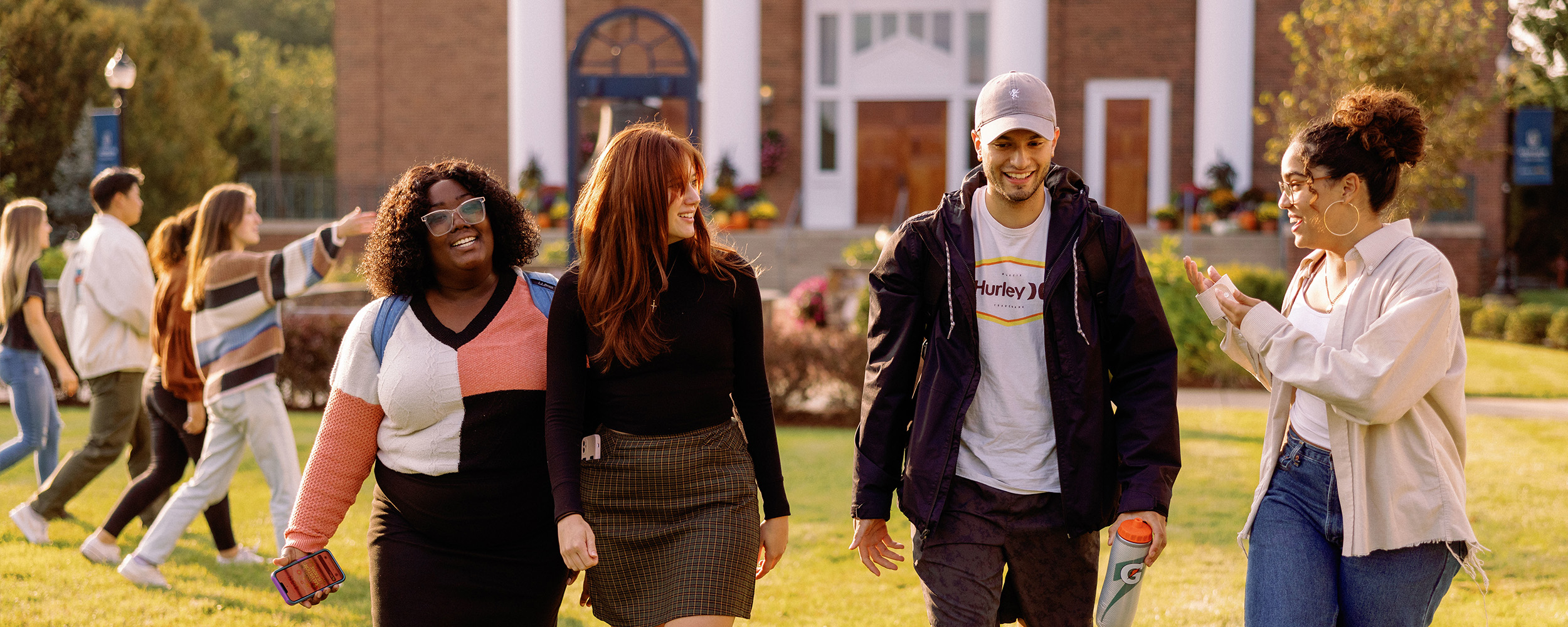 prospective students walking around campus 