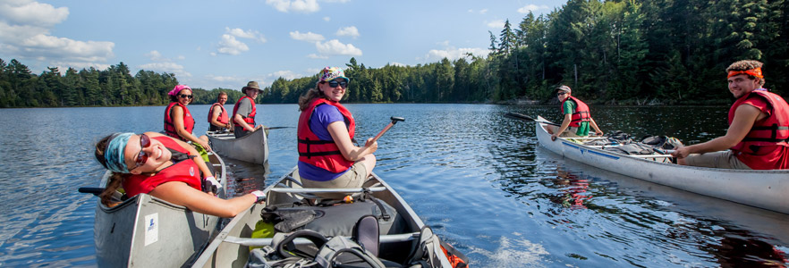 student canoeing