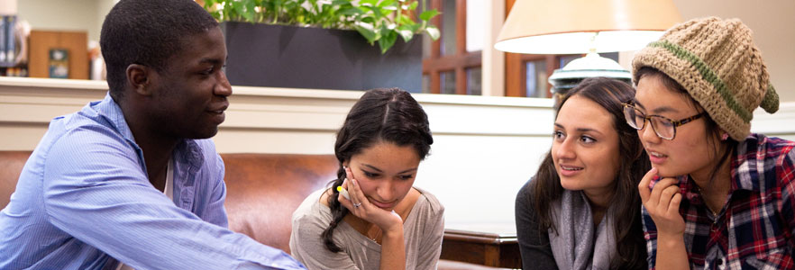 students studying in library