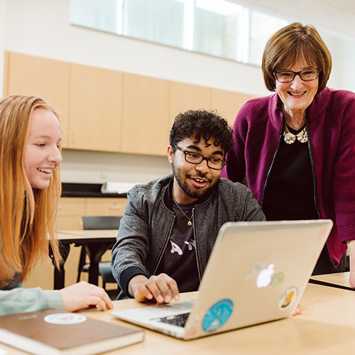 Students and professor in class