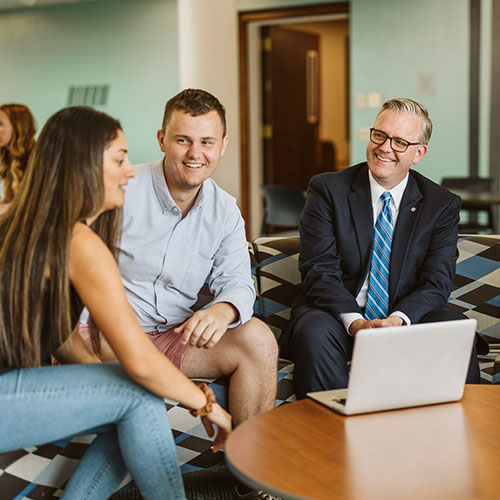 President Hammond with students