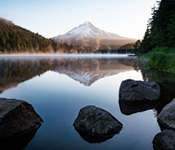 mountains by water