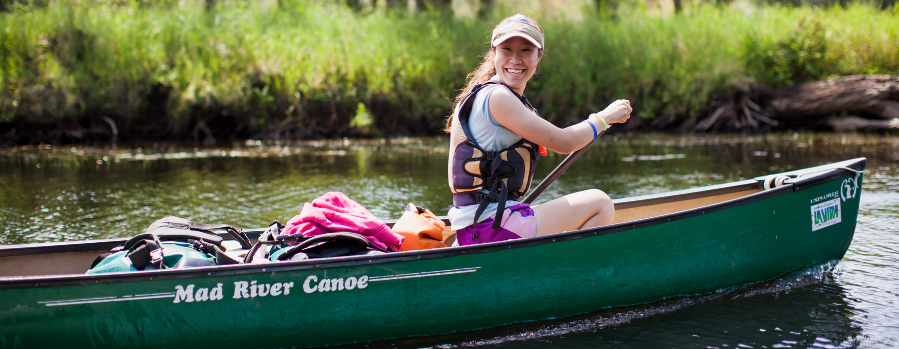 Student canoeing