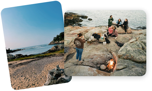 two overlapped photos of different beaches near our Christian college in the Northeast U.S.