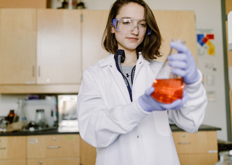 Student conducting research